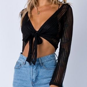 Princess Polly Crochet Black Crop Top